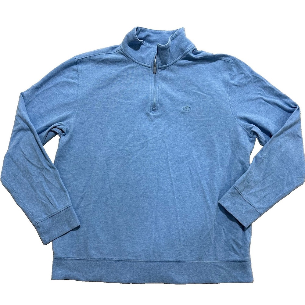 Southern Tide Men's L The Skipjack Quarter Zip Pullover Blue Cotton Blend